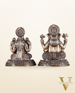 Brass Superfine Ganesha Lakshmi Idols in Padmasana – 3.5 Inch
