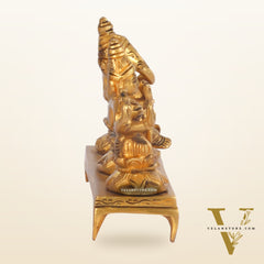 Brass Superfine Ganesha, Lakshmi, Saraswati Idols - Hand Carved, 3 inch