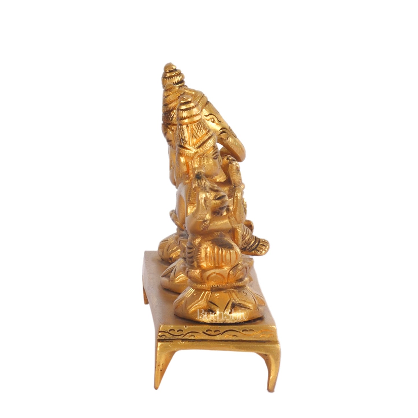 Brass Superfine Ganesha, Lakshmi, Saraswati Idols - Hand Carved, 3 inch