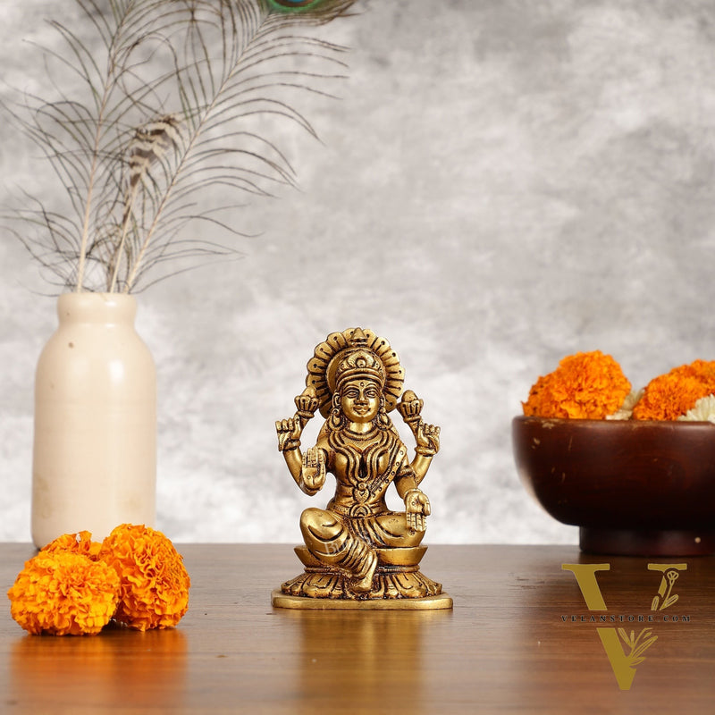 Brass Superfine Ganesha Lakshmi Saraswati Idols Set - 5 Inch