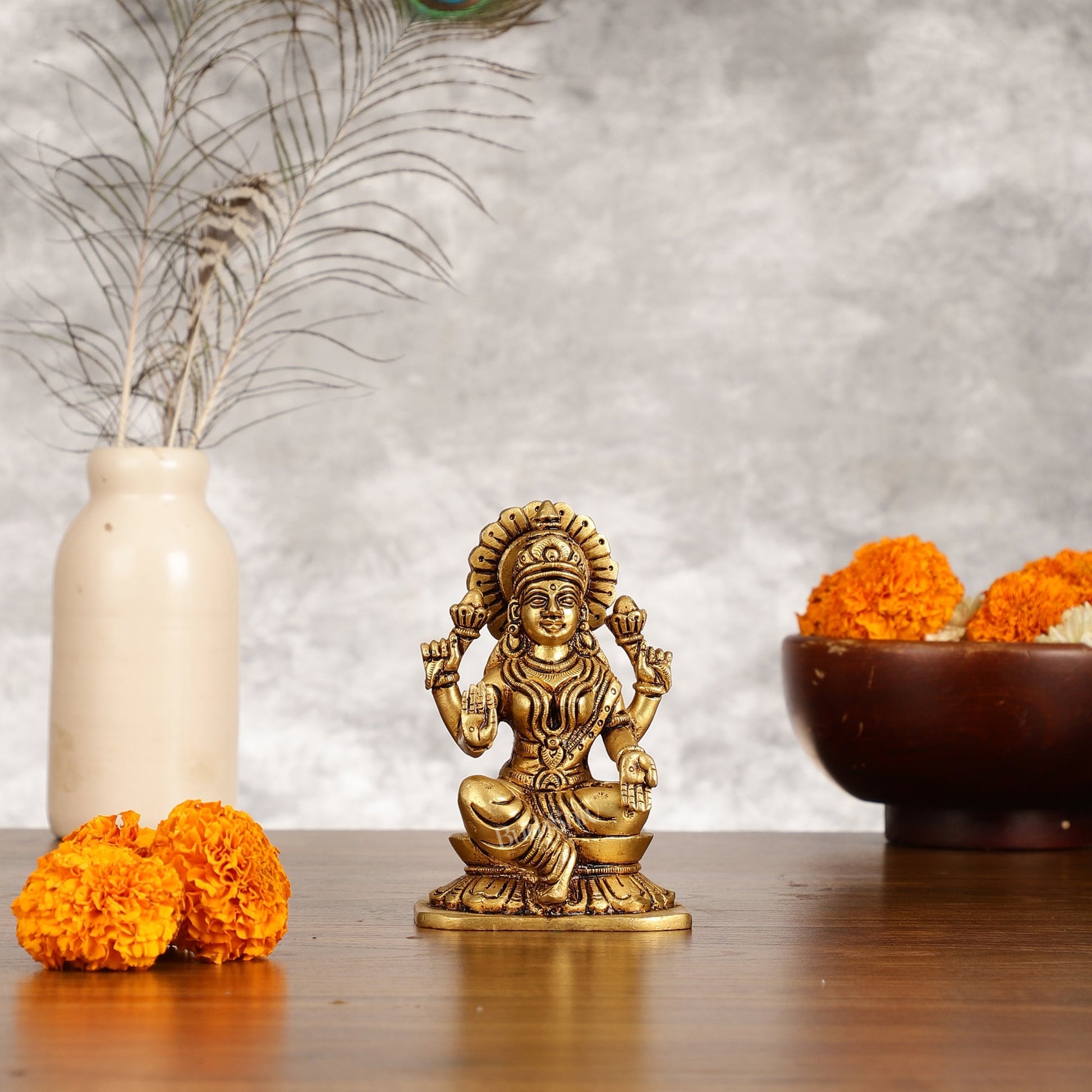 Brass Superfine Ganesha Lakshmi Saraswati Idols Set - 5 Inch