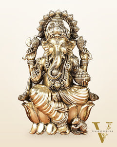 Brass Superfine Ganesha, Lakshmi, Saraswati Idols Set | 6"