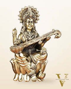 Brass Superfine Ganesha, Lakshmi, Saraswati Idols Set | 6"