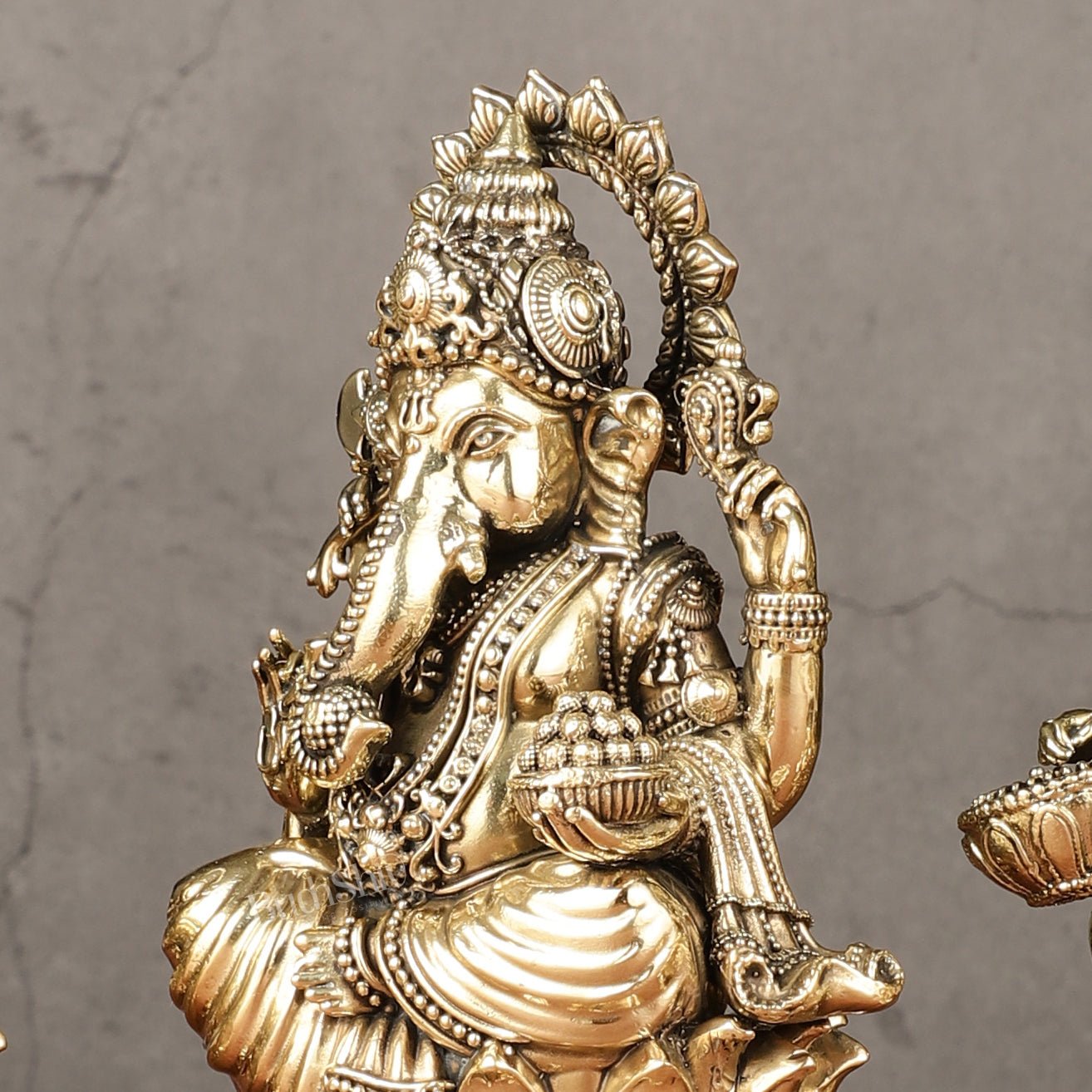 Brass Superfine Ganesha, Lakshmi, Saraswati Idols Set | 6"