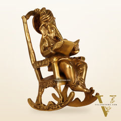 Brass superfine Ganesha on rocking chair 7"