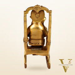 Brass superfine Ganesha on rocking chair 7"