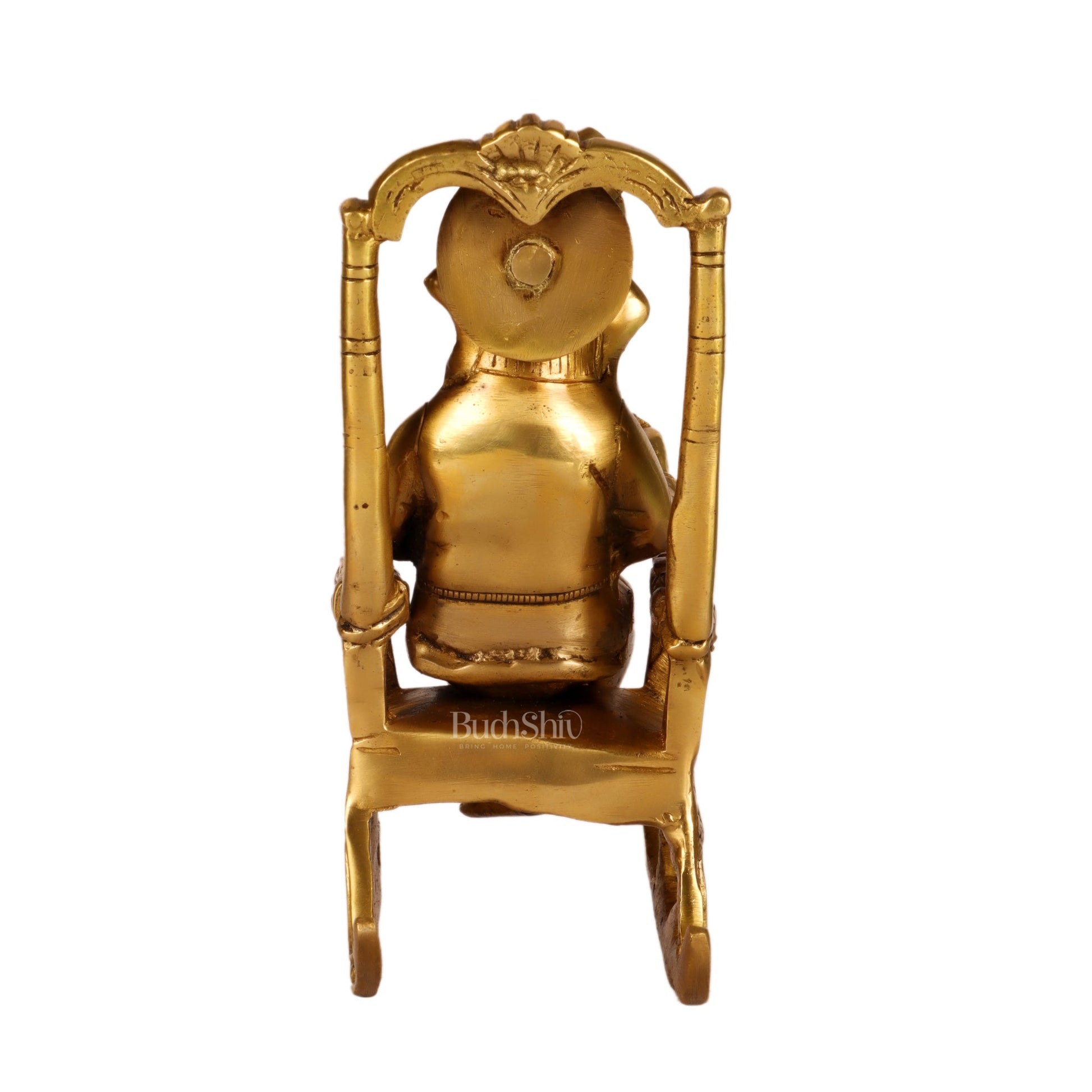 Brass superfine Ganesha on rocking chair 7"