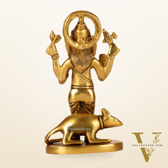 Brass Superfine Ganesha standing with mouse 5"