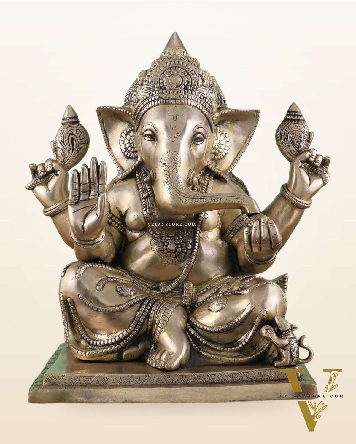 Brass Superfine Ganesha statue 15" matte finish