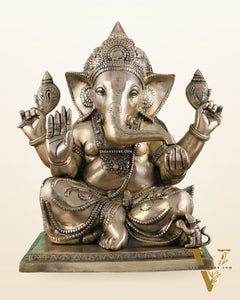 Brass Superfine Ganesha statue 15" matte finish