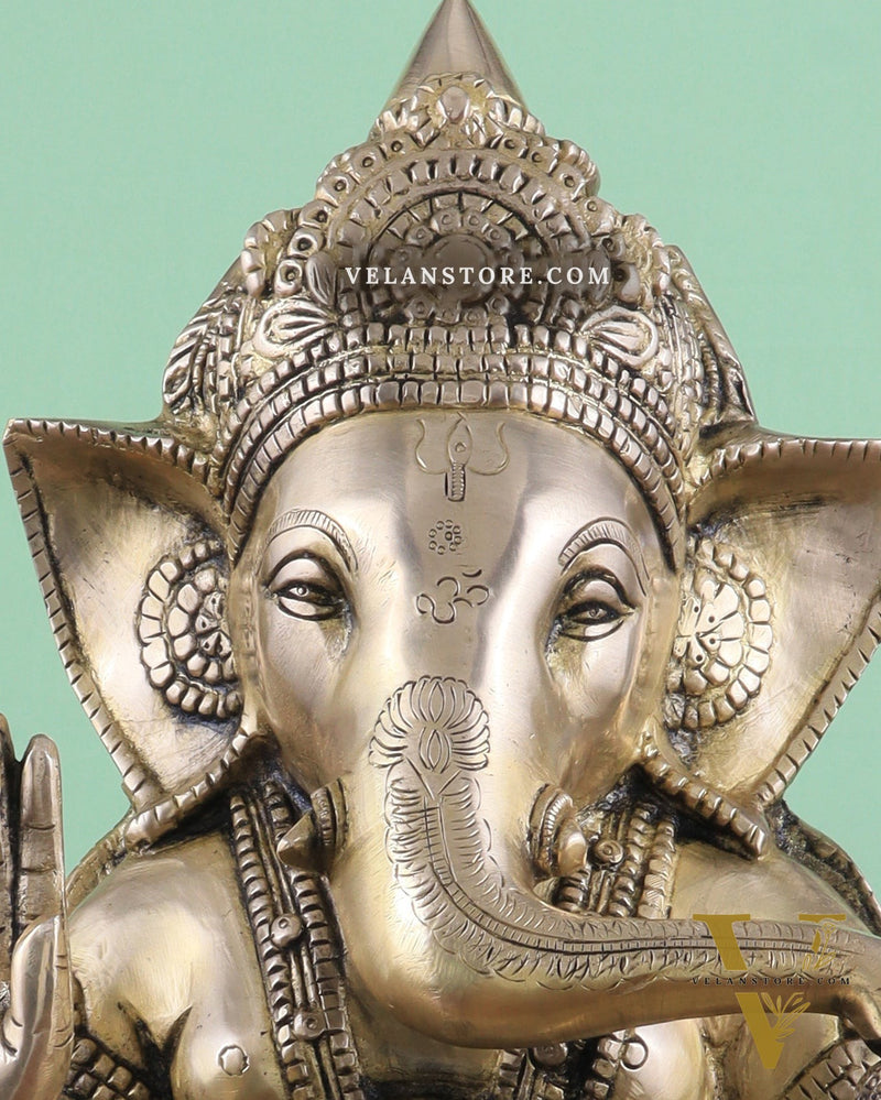 Brass Superfine Ganesha statue 15" matte finish