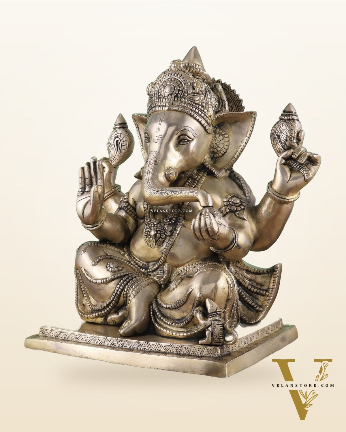 Brass Superfine Ganesha statue 15" matte finish