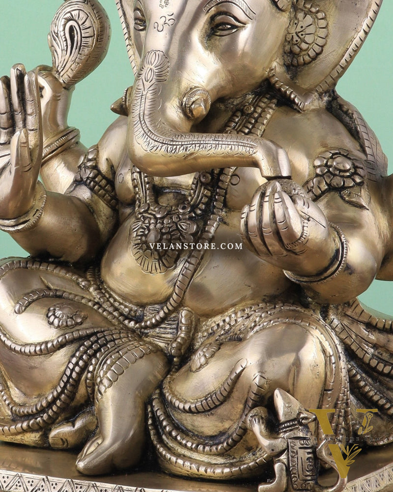 Brass Superfine Ganesha statue 15" matte finish