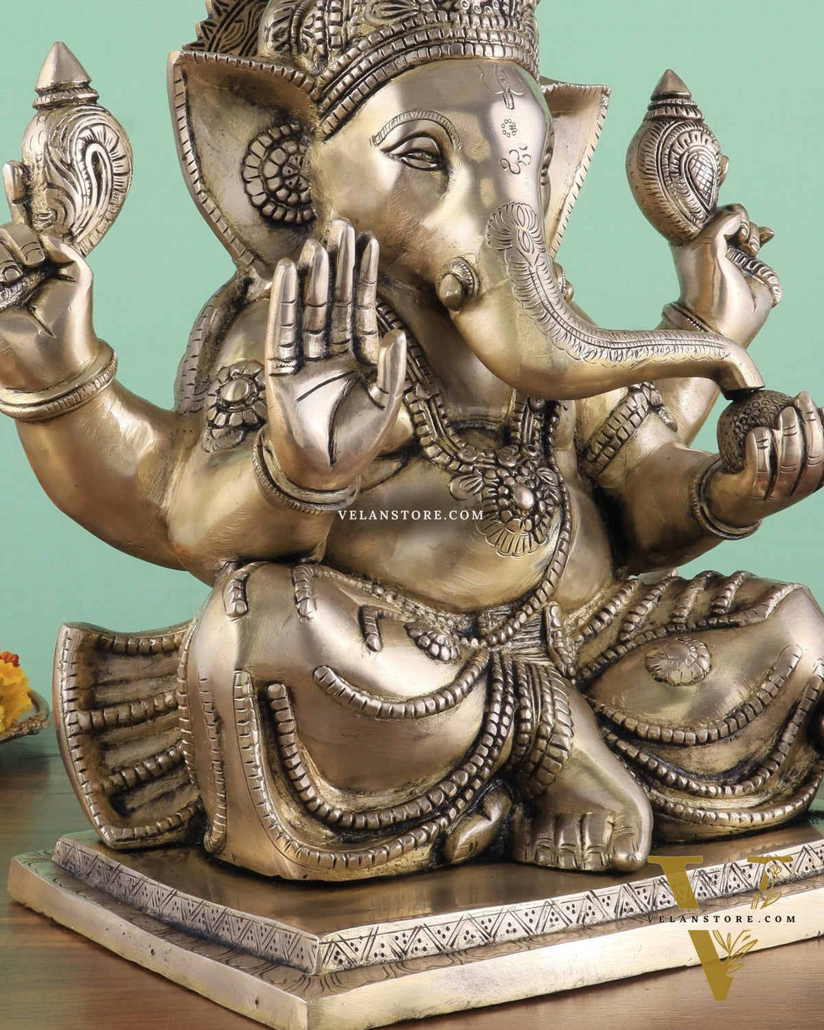 Brass Superfine Ganesha statue 15" matte finish
