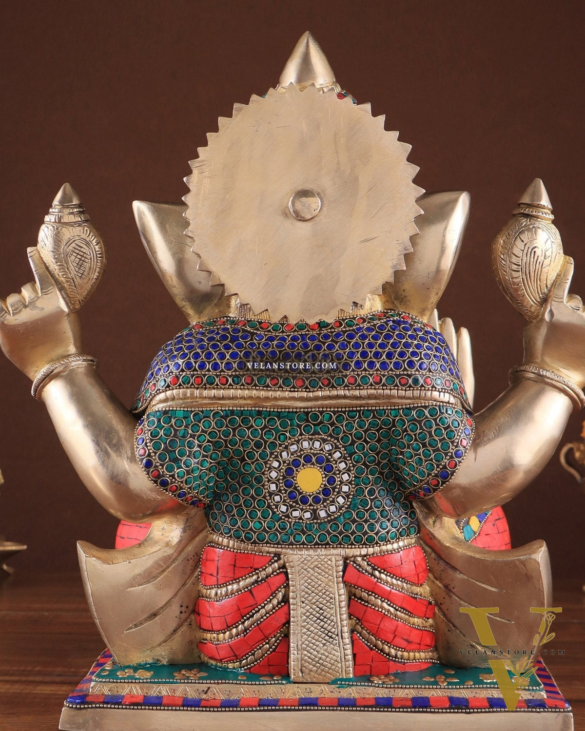 Brass Superfine Ganesha statue 15" meenakari Stonework