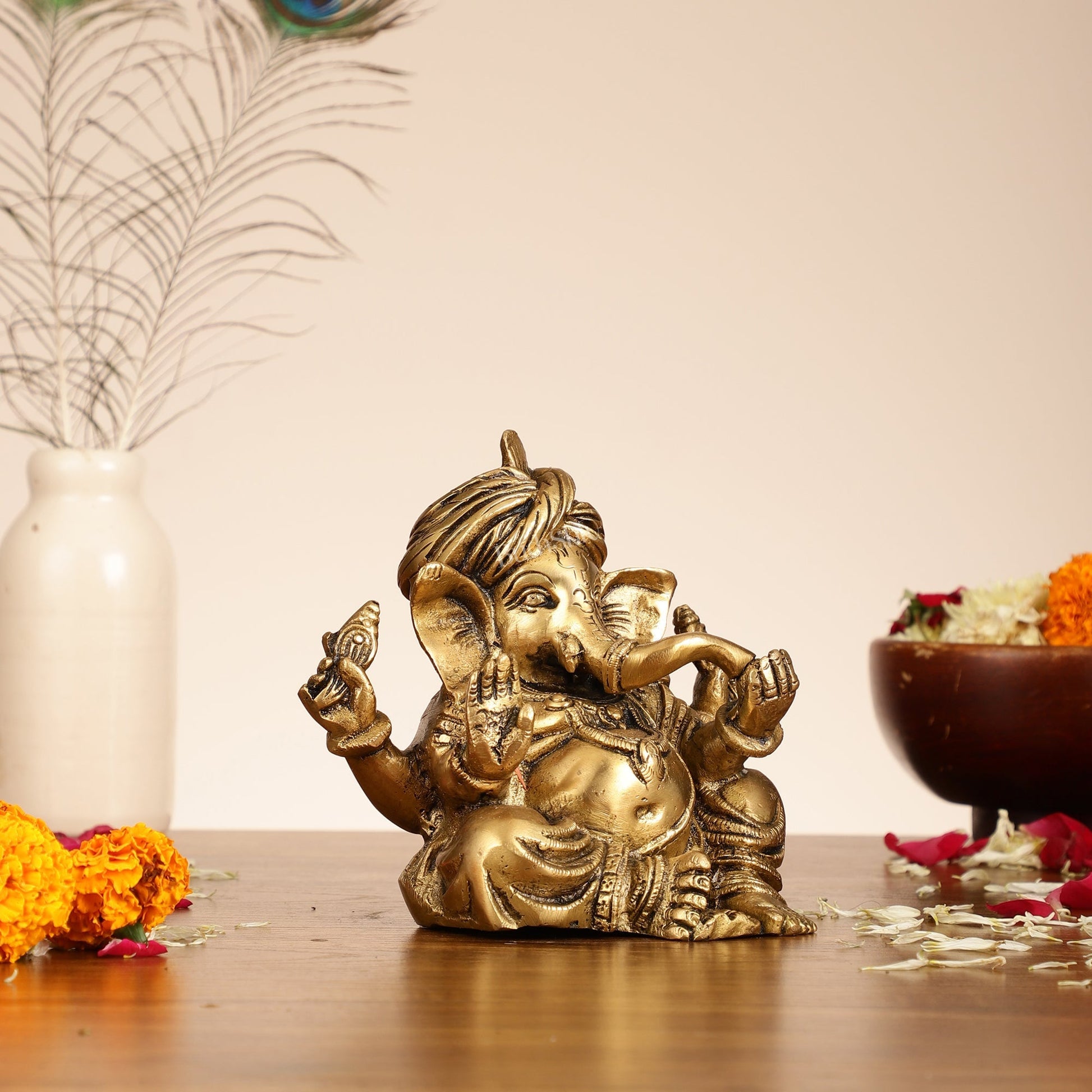 Brass Superfine Ganesha statue 7.5 inch
