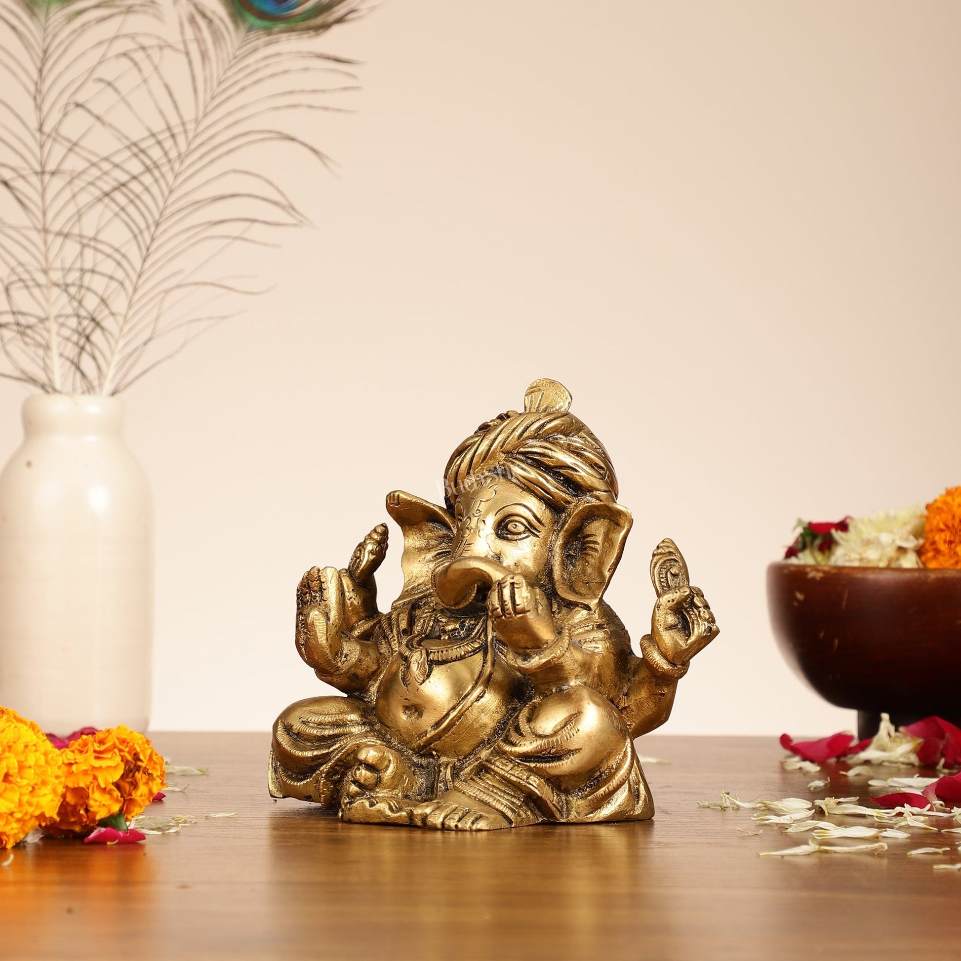 Brass Superfine Ganesha statue 7.5 inch