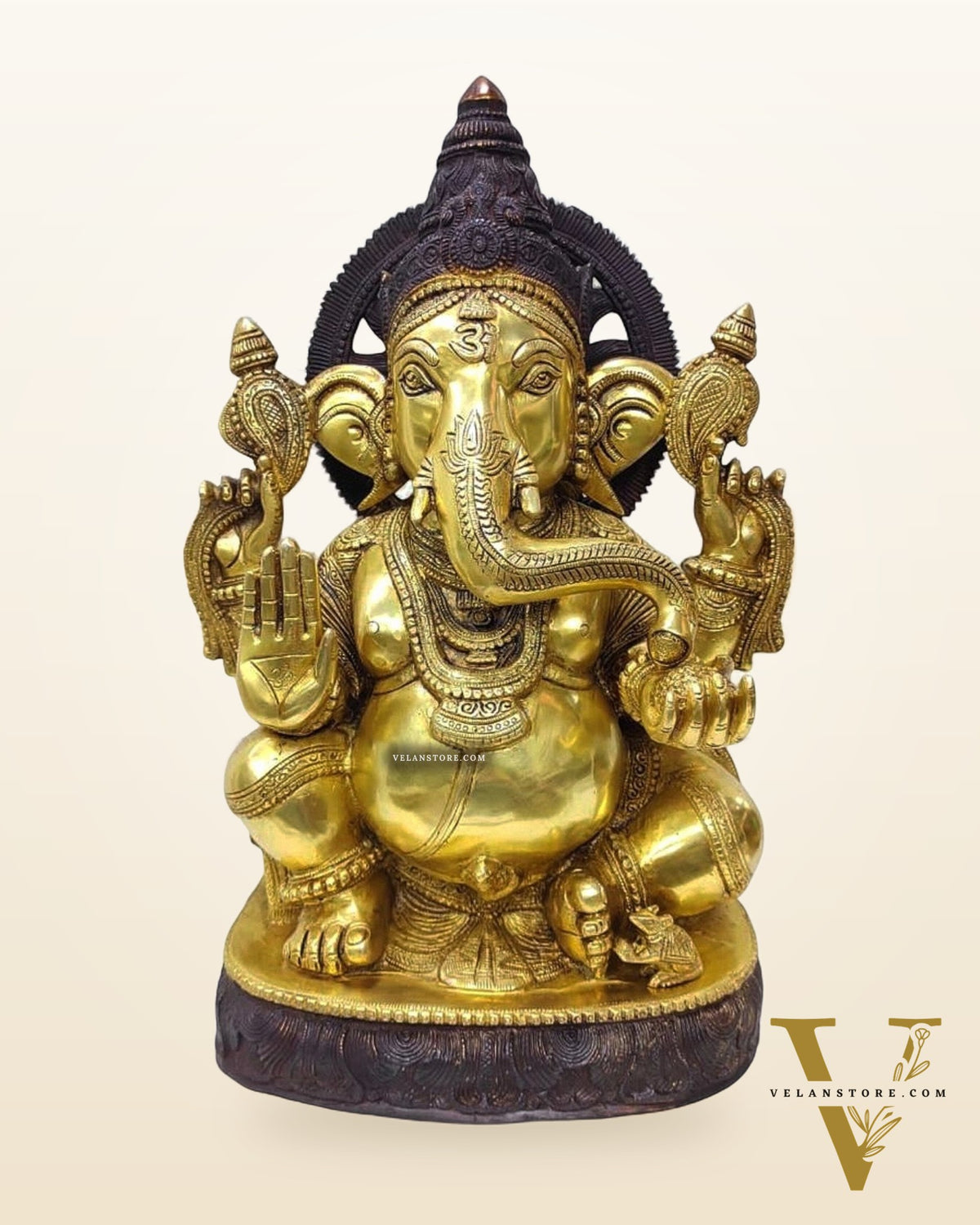 Brass Superfine Ganesha Statue with Sharp Features - 20"