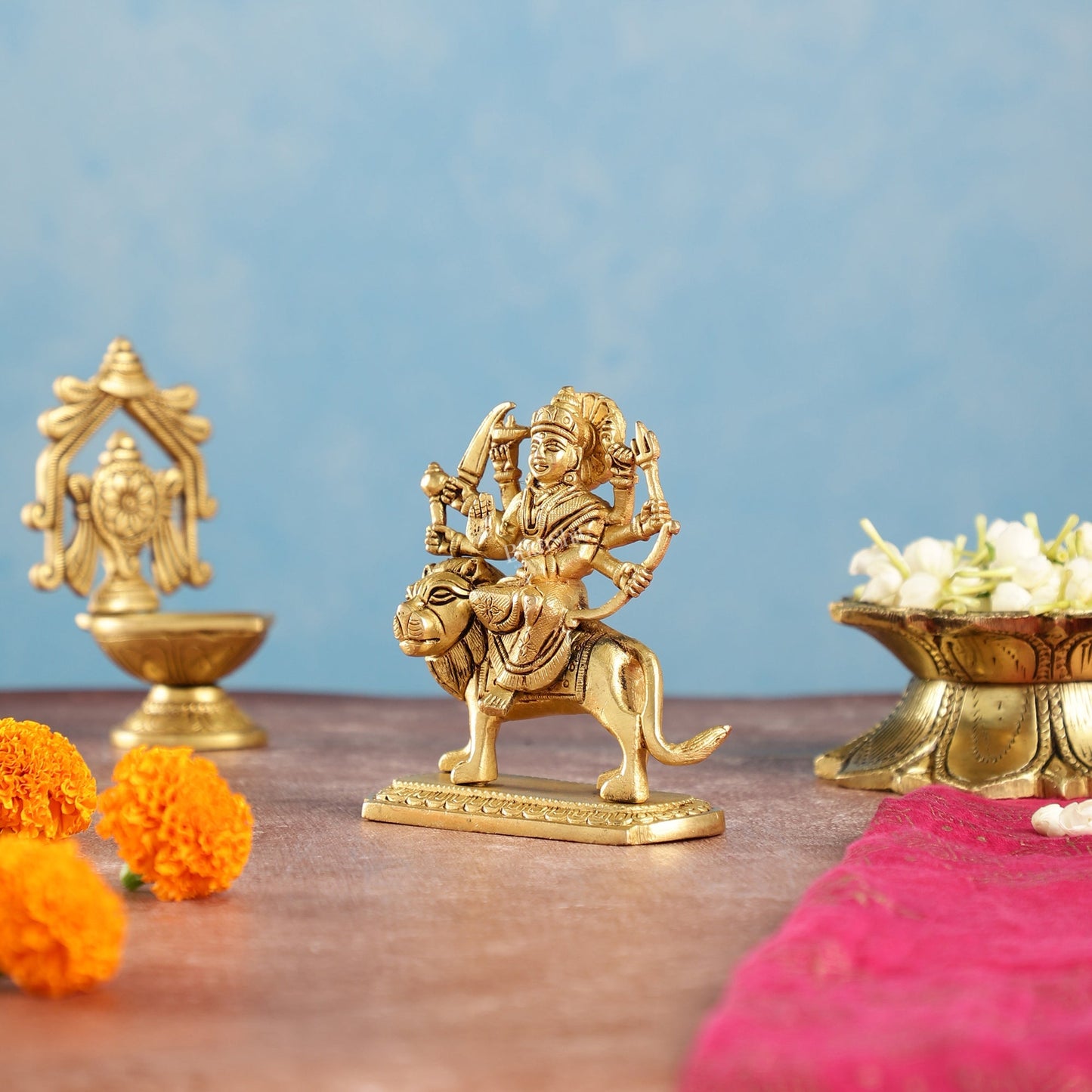 Brass Superfine Goddess Durga Idol | Height 4.5 inch
