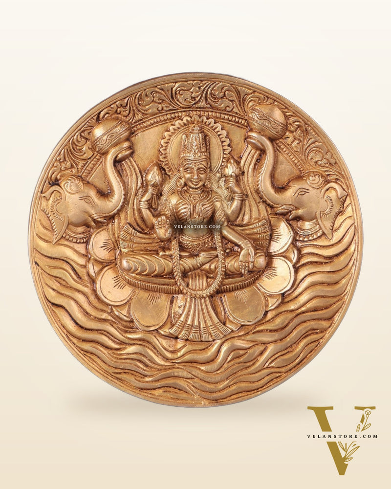 Brass Superfine Goddess Gajalakshmi with Elephants Wall Hanging – Divine Decor