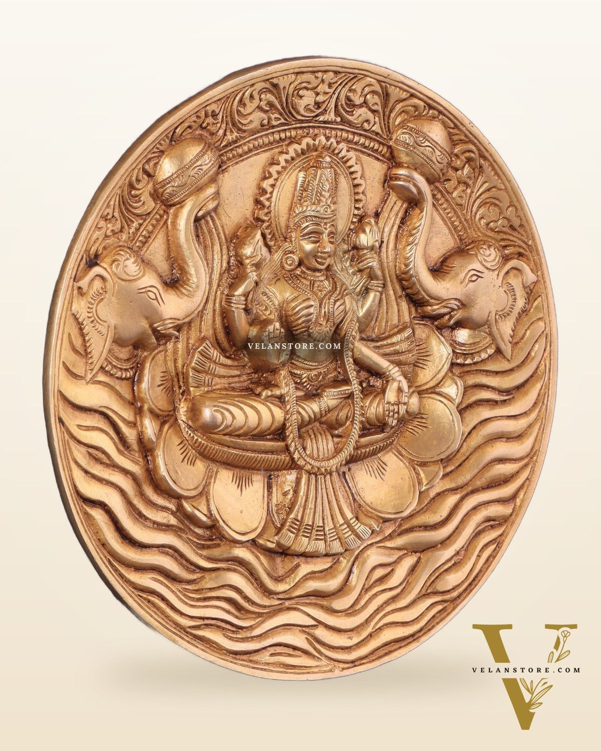 Brass Superfine Goddess Gajalakshmi with Elephants Wall Hanging – Divine Decor