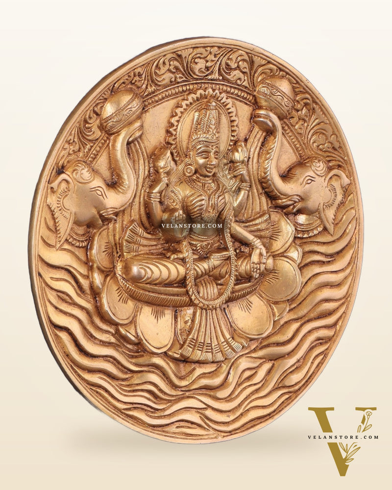 Brass Superfine Goddess Gajalakshmi with Elephants Wall Hanging – Divine Decor