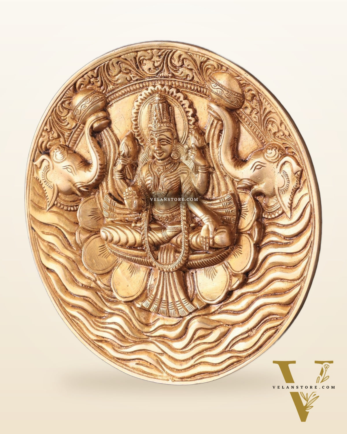 Brass Superfine Goddess Gajalakshmi with Elephants Wall Hanging – Divine Decor