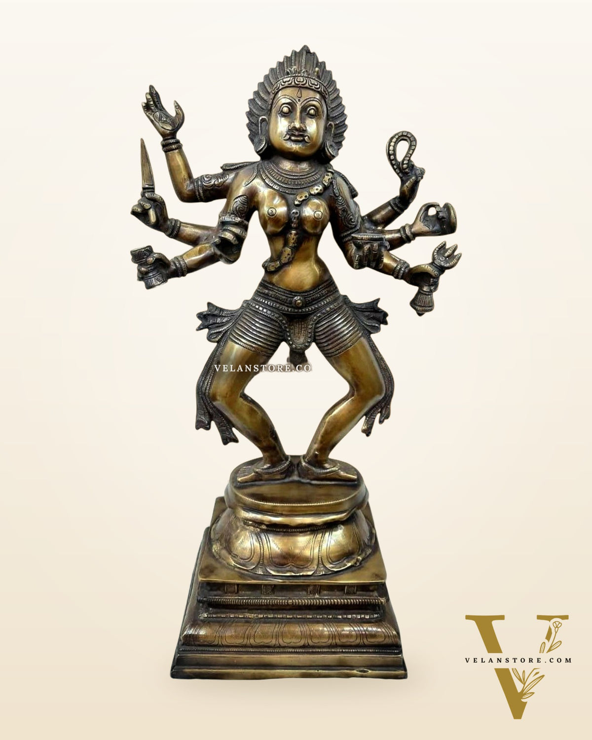 Brass Superfine Goddess Kali as Bhairavi statue 24" Antique finish