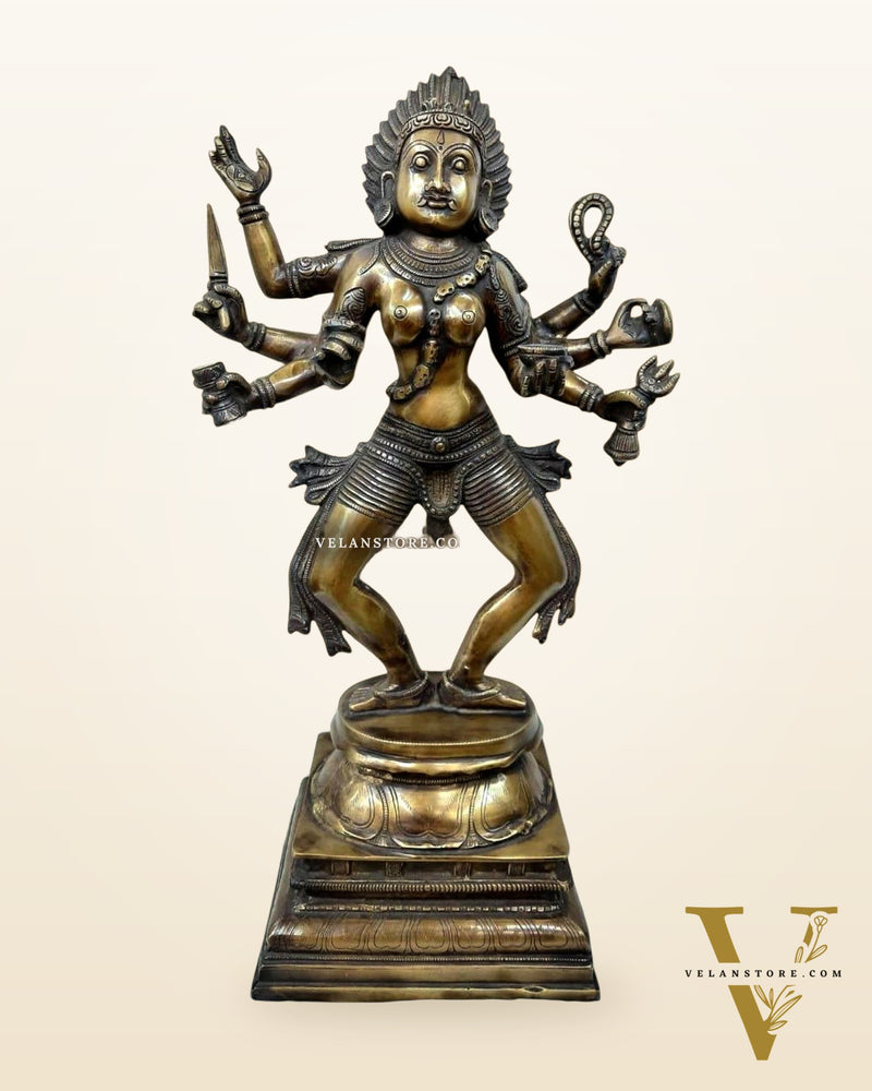 Brass Superfine Goddess Kali as Bhairavi statue 24" Antique finish