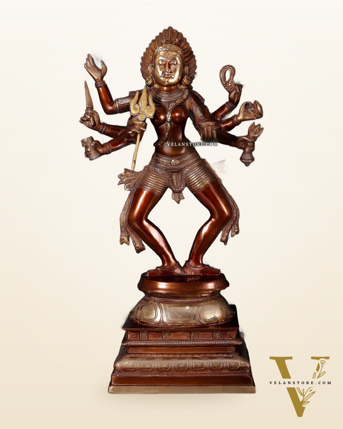 Brass Superfine Goddess Kali as Bhairavi statue 24" Dual tone