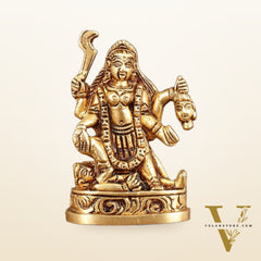 Brass Superfine Goddess Kali with Four Arms Small Idol - 3" Height