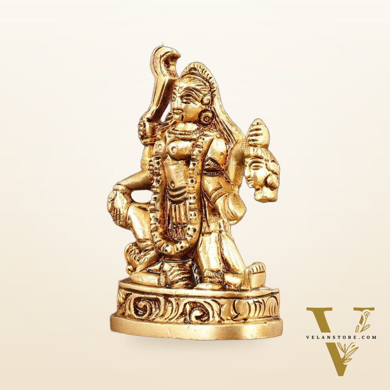 Brass Superfine Goddess Kali with Four Arms Small Idol - 3" Height