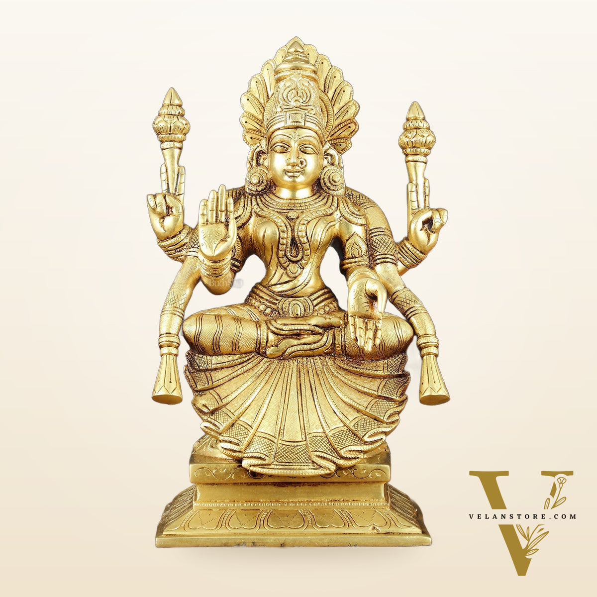 Brass Superfine Goddess Lakshmi as Padmavati Statue Murti Idol | 12.5"