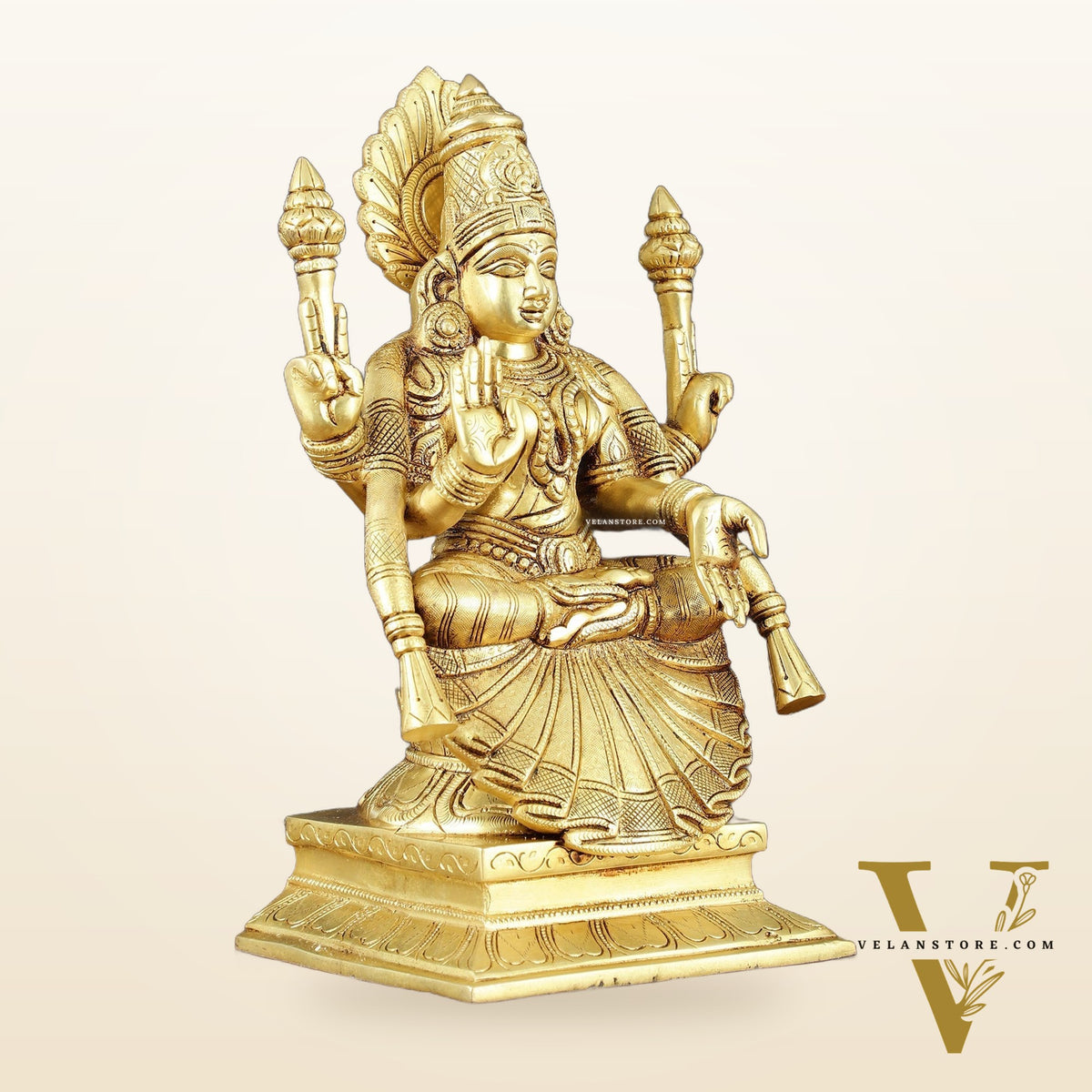 Brass Superfine Goddess Lakshmi as Padmavati Statue Murti Idol | 12.5"