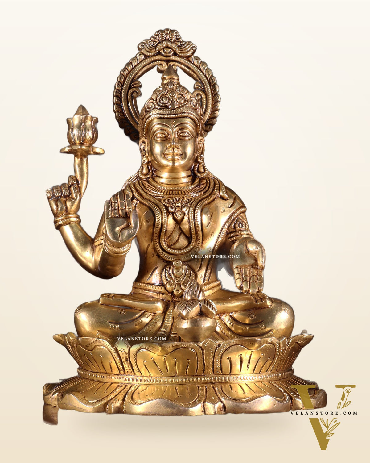 Brass Superfine Goddess Lakshmi Idol 10.5 inch