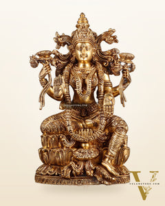Brass Superfine Goddess Lakshmi Idol | 15 Inch enhanced carvings