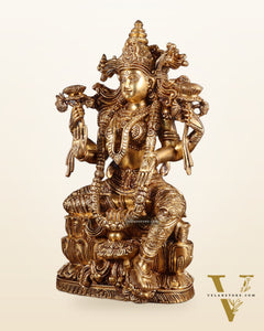 Brass Superfine Goddess Lakshmi Idol | 15 Inch enhanced carvings
