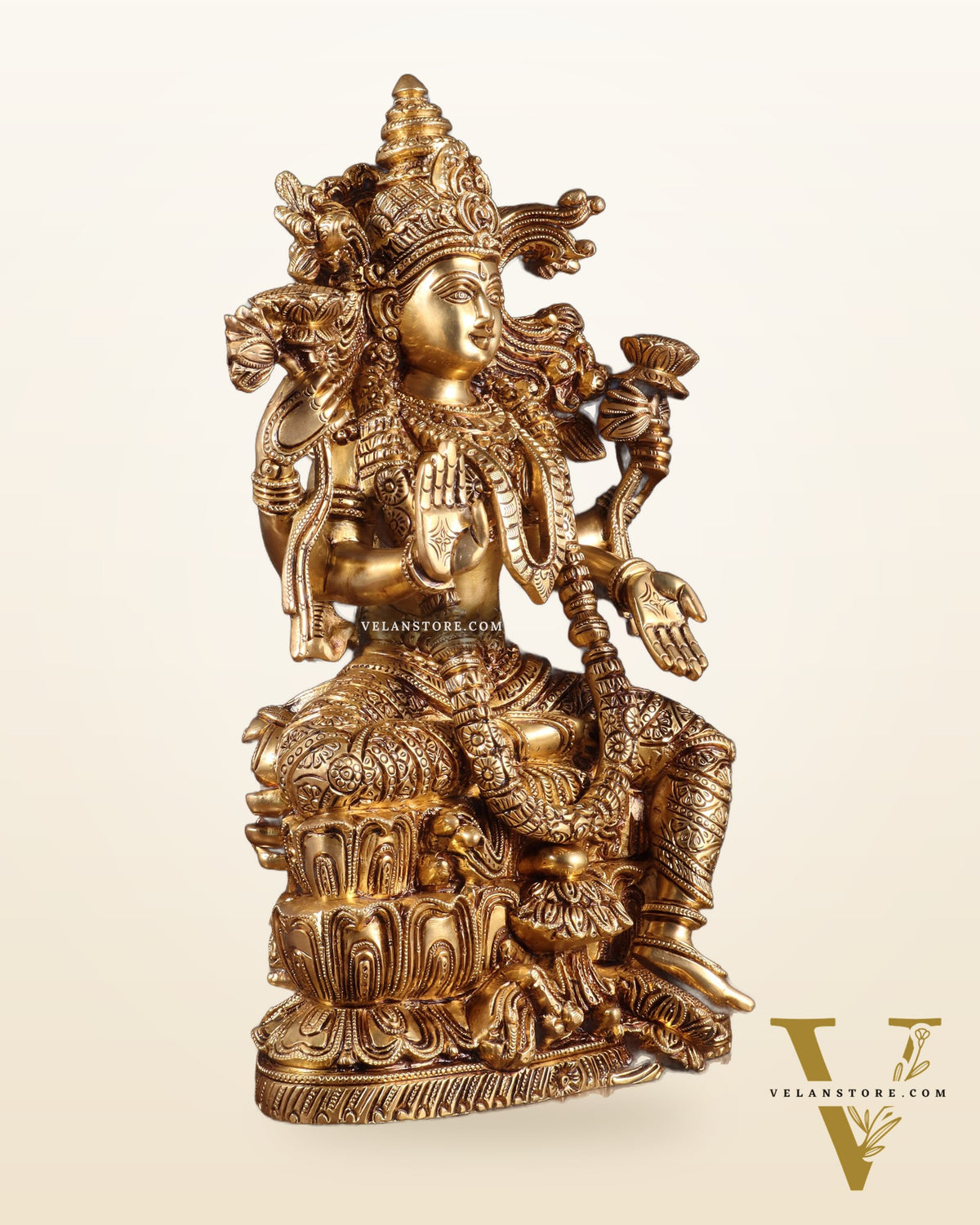 Brass Superfine Goddess Lakshmi Idol | 15 Inch enhanced carvings