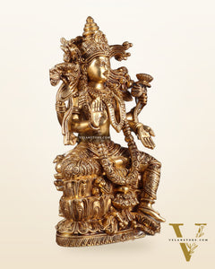 Brass Superfine Goddess Lakshmi Idol | 15 Inch enhanced carvings