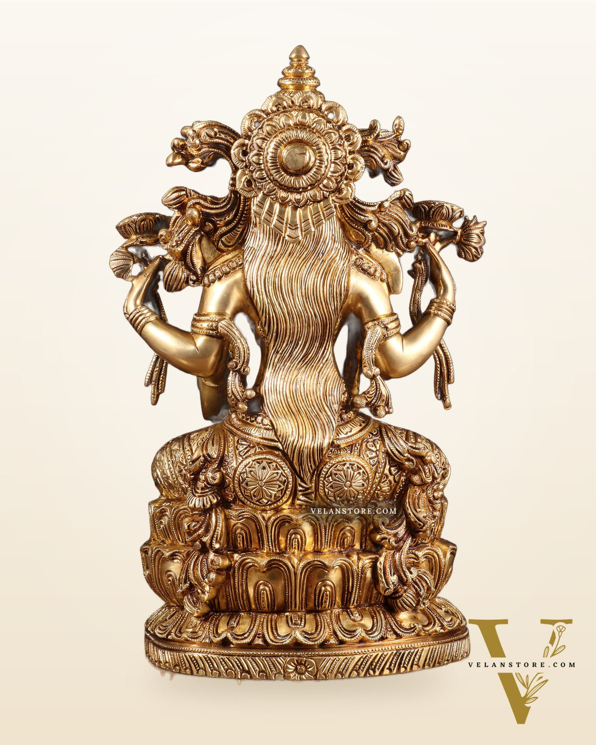 Brass Superfine Goddess Lakshmi Idol | 15 Inch enhanced carvings
