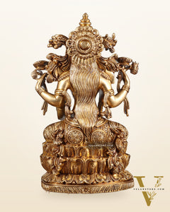 Brass Superfine Goddess Lakshmi Idol | 15 Inch enhanced carvings