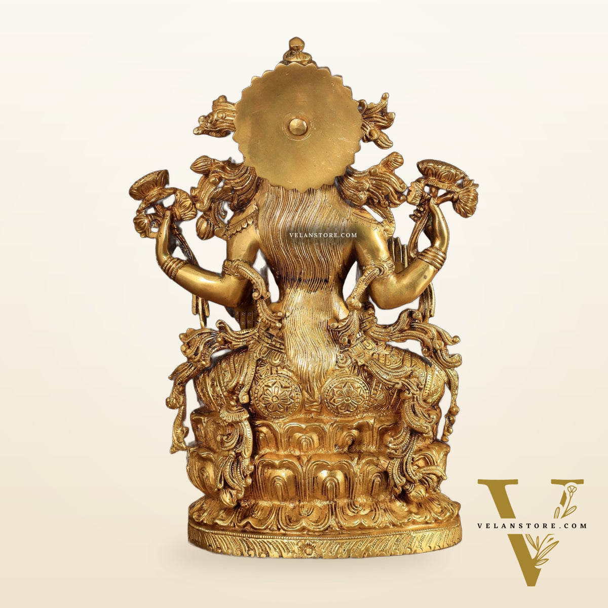 Brass Superfine Goddess Lakshmi Idol | 15 Inch Golden tone