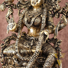 Brass Superfine Goddess Lakshmi Idol | 15 Inch Height | Antique shine