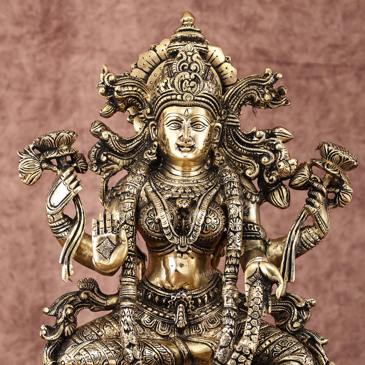 Brass Superfine Goddess Lakshmi Idol | 15 Inch Height | Antique shine