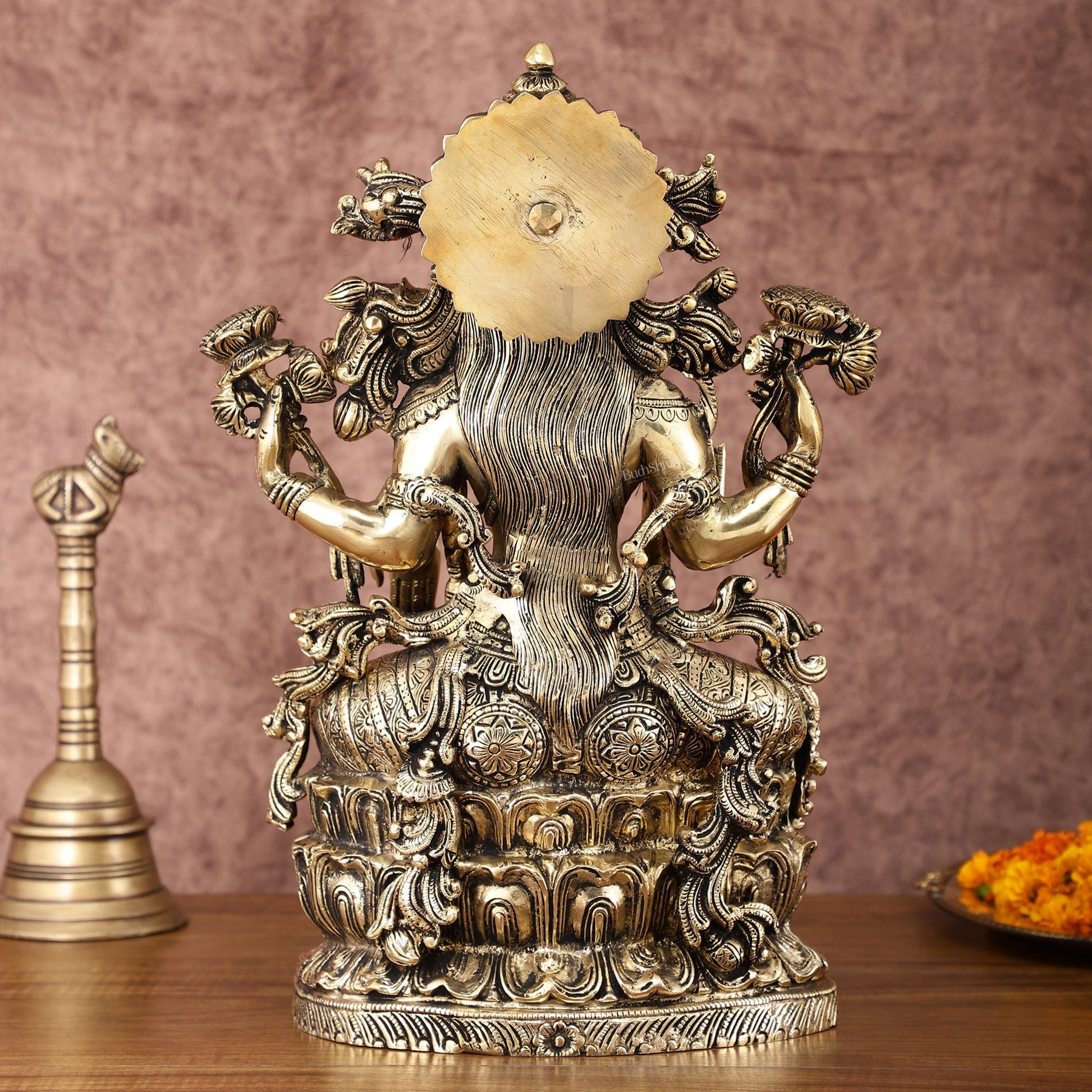 Brass Superfine Goddess Lakshmi Idol | 15 Inch Height | Antique shine