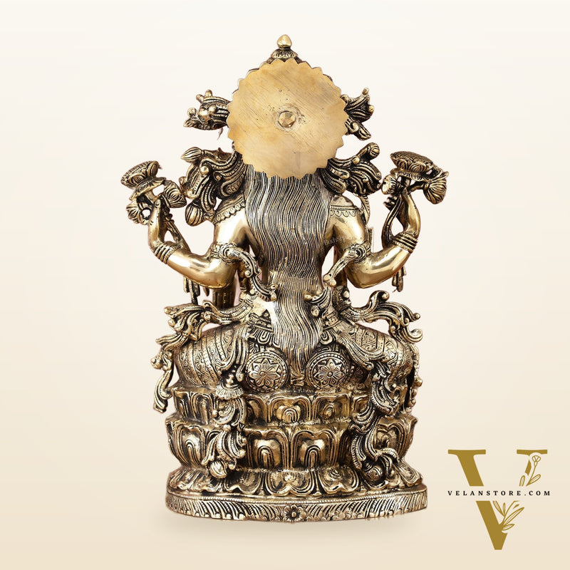 Brass Superfine Goddess Lakshmi Idol | 15 Inch Height | Enhanced Carvings