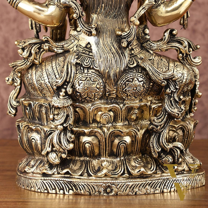 Brass Superfine Goddess Lakshmi Idol | 15 Inch Height | Enhanced Carvings