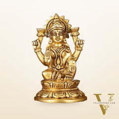 Brass Superfine Goddess Lakshmi Idol - 4.5" Elegant Sculpture