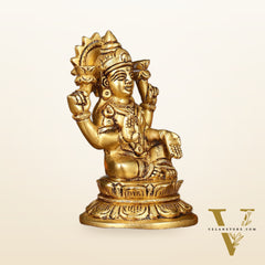 Brass Superfine Goddess Lakshmi Idol - 4.5" Elegant Sculpture