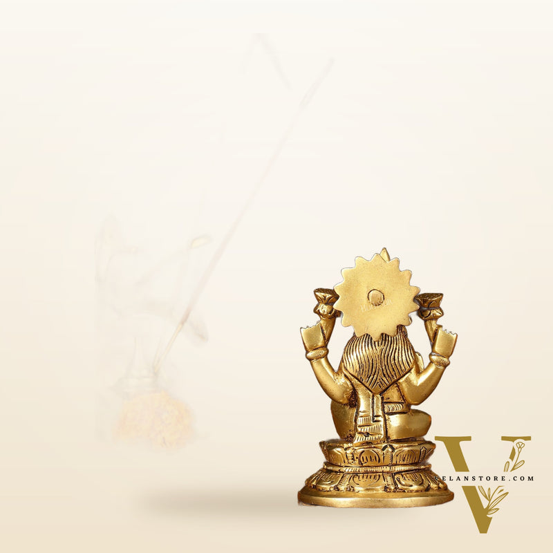 Brass Superfine Goddess Lakshmi Idol - 4.5" Elegant Sculpture
